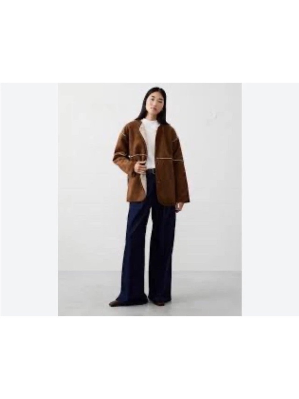 NWT Banana Republic Brown Oversized Reversible Vegan Suede Sherpa Jacket size XL - Picture 2 of 12